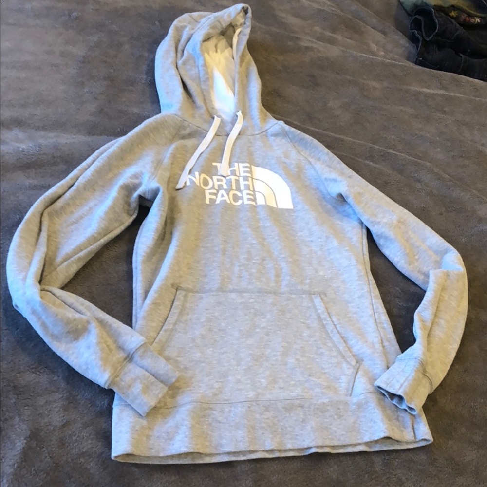 Light grey and white north face sweatshirt